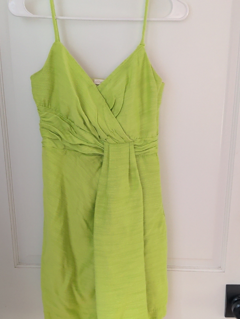 Shoshanna Lime Green Spaghetti-Strap Side Zip Mini Dress